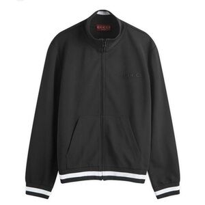 Gucci embroidered logo technical jersey, zip jacket size XL made in Italy